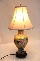 Full lit lamp front view with shade