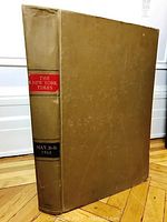 Front cover of the bound volume showing hardback cover with spine labels and visible wear marks