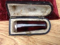 The cigar holder inside its antique velvet-lined case, showing the holder's length and fitting.