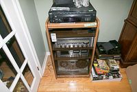 Overview of cabinet with all audio components