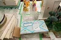 Photo showing 7-piece crystal set with Bohemia tray including bowls, creamer, vases, sugar and candy bowls