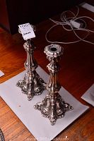 Front view of both candlesticks showing full height and base detailing