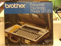 Photo of original Brother Personal Electronic Printer EP-20 box with branding and model name.