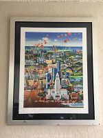 Full view of framed poster against wall