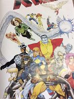 Colorful, vibrant illustration of classic X-Men characters, showing detail of the characters and powers.