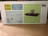 Photo of the box with label showing product details including dimensions and branding.