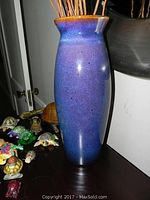 Blue to purple gradient Pier 1 Pottery vase, tall cylindrical shape, approx 7x17 inches
