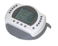 Stock image of Pentair MobileTouch wireless remote and cradle showing display and controls