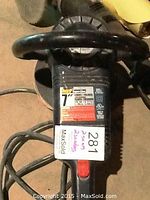 Close top view of 7-inch MVP sander/polisher with label showing model and size