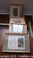 Stacked view of six framed illustrated prints with script text and detailed scenes featuring horses and human figures in traditional clothing.