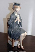 Front view of seated graduate figurine
