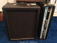 Amplifier head and speaker cabinet side by side