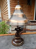 Front view of complete lamp showing shade and base