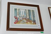 Full frontal view of framed print showing mat and frame style
