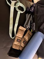 All fitness items grouped on black surface