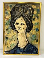 Frontal photo of the framed painting showing the entire artwork and frame.