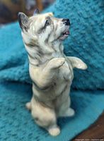 Front side of the Royal Doulton begging Cairn Terrier dog figurine, showing detailed face and raised paws.