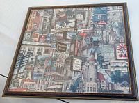 Full view of the framed art print showing detailed Toronto landmark illustrations.