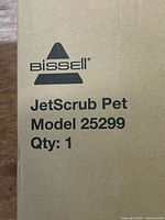Box showing Bissell JetScrub Pet Model 25299 label