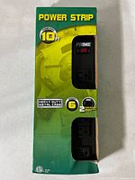 Front of boxed Prime 6-outlet power strip showing branding and 10 ft cord spec
