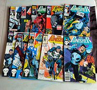 Lot of 10 Punisher Marvel comic books arranged flat showing front covers, mostly high-grade condition.
