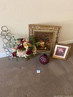 Overall view showing all four items together against a wall and carpeted floor