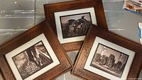 All three framed sepia Western prints