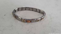 Interchangeable stainless steel charm bracelet showing Canadian flag and Masonic charms