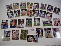 All 28 Blue Jays baseball cards laid out flat showing various players including Shawn Green