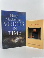 Photo of the hardcover book 'Voices in Time' with dust jacket and the pamphlet 'Yes, I'm A Radical' side-by-side showing front covers.