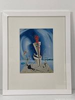 Framed and shrink-wrapped full view showing white frame and mat