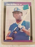 Front view of the 1989 Donruss Ken Griffey Jr. #33 baseball card showing player portrait and logos.