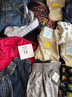 Overview of assorted children’s clothing items