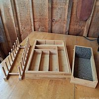 All three bamboo kitchen organizers on table