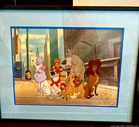 Framed lithograph showing entire piece with mat and frame