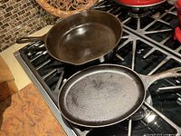 Top view of both pans on stovetop