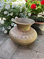 front view of terracotta vessel showing shape and pattern