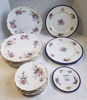 Stacked Floral Bouquet dinner and side plates showing pattern and gilt edge
