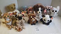Group shot showing all 11 Ty plush toys