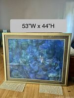 Front view of framed watercolor painting measuring 53×44 inches