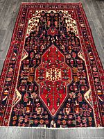 Full top-down view of entire rug showing central medallion, field and borders