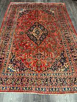 Full view of the rug laid on wood floor