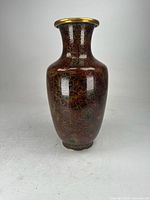 Front view of the large Chinese cloisonné vase showing full body with floral decoration and glossy finish.