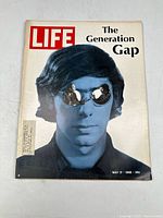 Front cover of the May 17, 1968 Life magazine featuring 'The Generation Gap' with a stylized photo of a man wearing reflective sunglasses.