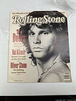 Front cover of the Rolling Stone magazine from April 4, 1991 showing Jim Morrison's portrait and cover story titles.