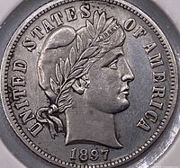 Obverse of 1897 Barber dime
