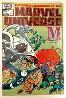 Front cover of The Official Handbook of the Marvel Universe #7, July 1983, letter M