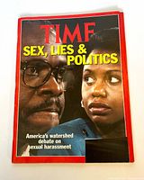 Front cover showing title Sex, Lies & Politics and portraits of Clarence Thomas and Anita Hill