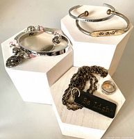 Group shot of all jewelry pieces on display blocks