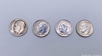 Obverse of all four dimes in a row